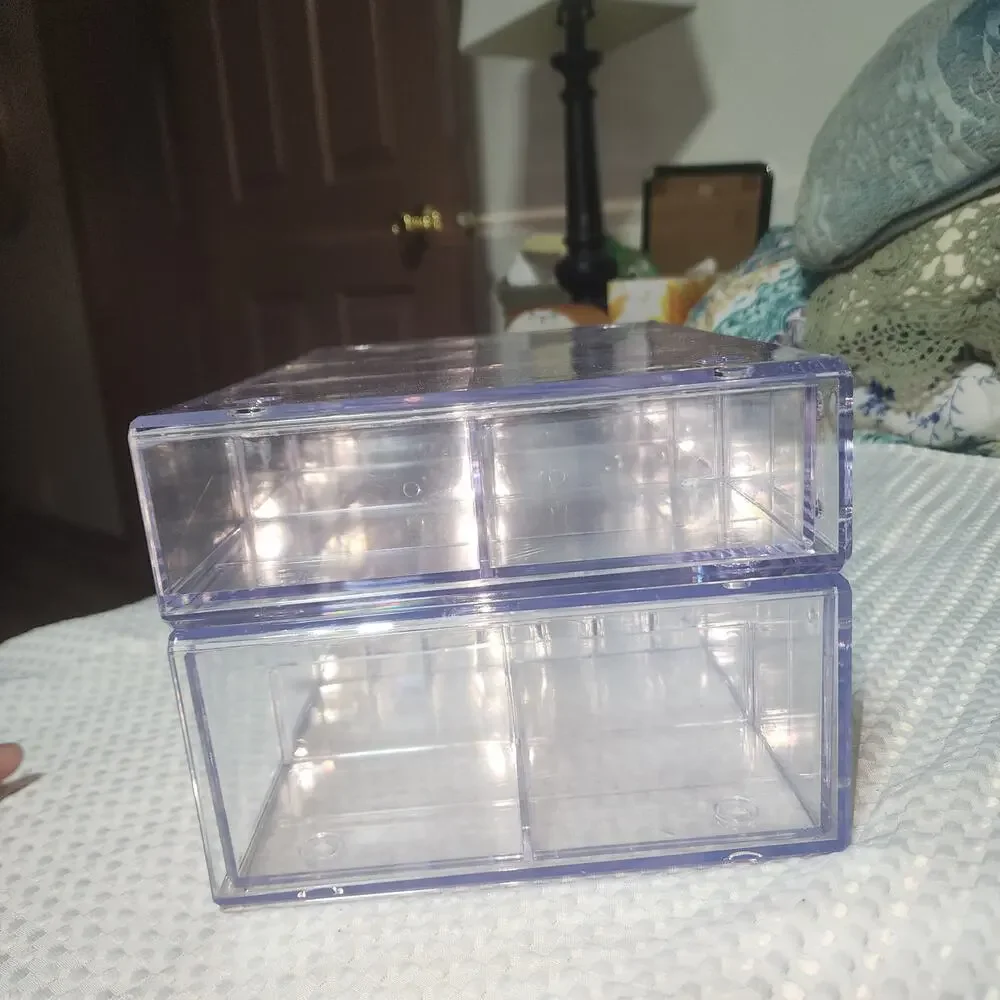 ACRYLIC STACKABLE MAKEUP JEWELRY ORGANIZER BOXES SET OF 2